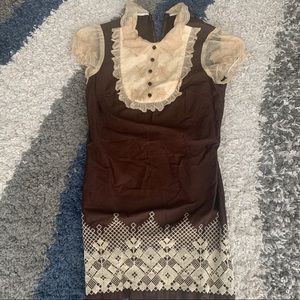 Brown and Cream Anna Sui Dress